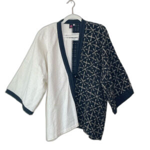Cupcake International Patchwork Lagenlook Jacket Kimono Black White OS